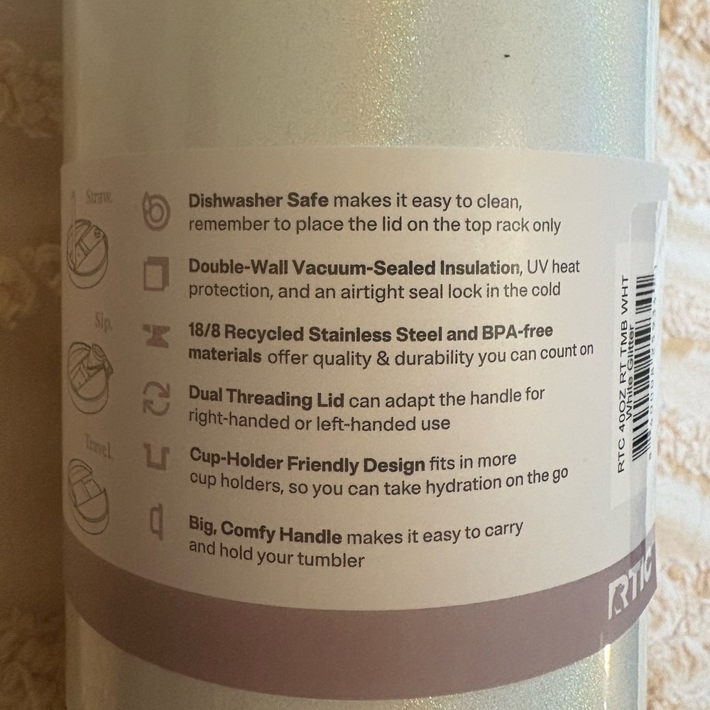RTIC White Tumbler 40 oz - Picture 3 of 3